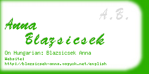 anna blazsicsek business card